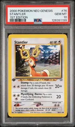 2000 POKEMON NEO GENESIS 1ST ED #76 STANTLER PSA 10 - Image 1