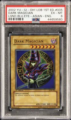 2002 YU-GI-OH! LOB-LEGEND OF BLUE EYES WHITE DRAGON #005 DARK MAGICIAN PSA 6 - Image 1