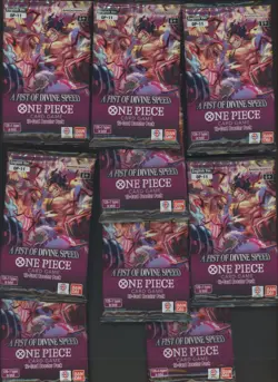 Lot (9) One Piece TCG OP-11 A Fist of Divine Speed Booster Packs Sealed - Image 1