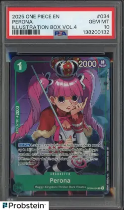 2025 One Piece EN Illustration Box Vol. 4 #034 Perona PSA 10 GEM MINT - Image 1