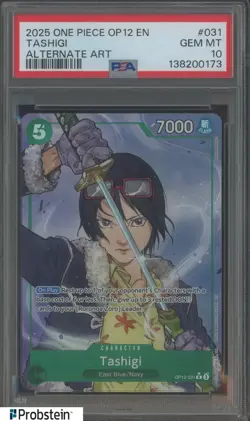 2025 One Piece OP12 En Alternate Art #031 Tashigi PSA 10 GEM MINT - Image 1