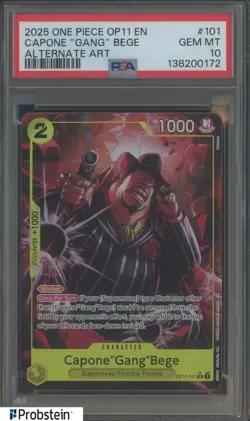 2025 One Piece OP11 EN Alternate Art #101 Capone "Gang" Bege PSA 10 - Image 1