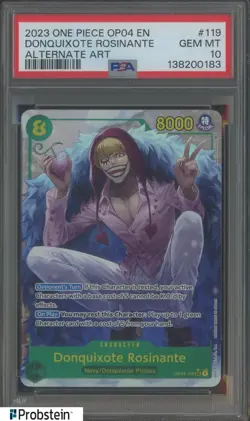 2023 One Piece OP04 EN Alternate Art #119 Donquixote Rosinante PSA 10 - Image 1
