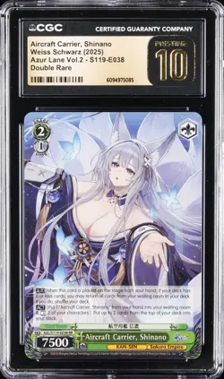 2025 WEISS SCHWARZ AZUR LANE VOL.2 AIRCRAFT CARRIER, SHINANO CGC 10 PERFECT - Image 1