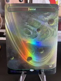 Magic the Gathering NM Foil Borderless Forest Unfinity Card 244 - Image 1