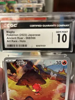 2023 Pokemon Japanese Ancient Roar-Art Rare 068/066 MAGBY CGC 10 Gem Mt - Image 2