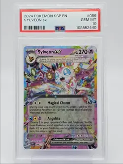 SYLVEON EX 2024 POKEMON SURGING SPARKS DOUBLE RARE 086/191 PSA 10 Q0004 - Image 1