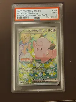 Pokemon TCG Journey Together Lillie's Clefairy EX Card 184/159 Sir PSA9 - Image 1