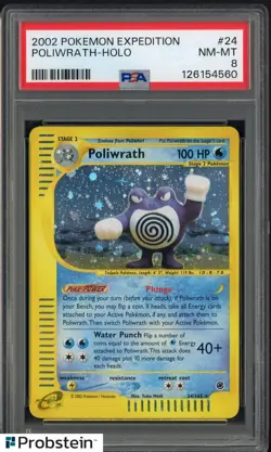 2002 Pokemon Expedition #24 Poliwrath Holo PSA 8 NM-MT - Image 1