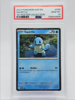 SQUIRTLE 2023 POKEMON 151 POSTER COLLECTION BLACK STAR PROMO #048 PSA 10 Q0004 - Image 1