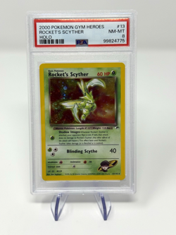 2000 Pokemon Gym Heroes Rocket's Scyther Holo PSA 8 #13 - Image 1
