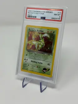 2000 Pokemon Gym Heroes Rocket's Scyther Holo PSA 8 #13 - Image 2