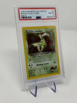 2000 Pokemon Gym Heroes Rocket's Scyther Holo PSA 8 #13 - Image 3