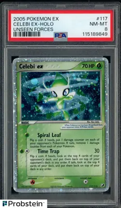 2005 Pokemon Ex Unseen Forces #117 Celebi Ex Holo PSA 8 NM-MT - Image 1