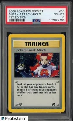 2000 Pokemon Rocket 1st Edition #16 Sneak Attack Holo PSA 8 NM-MT - Image 1