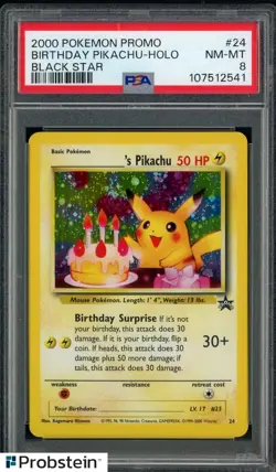 2000 Pokemon Promo Birthday Pikachu Holo Black Star Promo PSA 8 NM-MT - Image 1