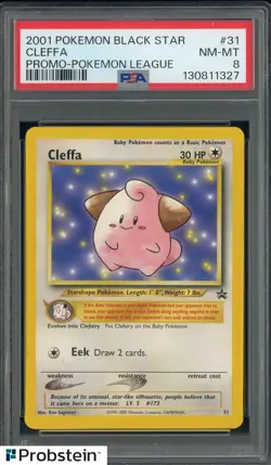 2001 Pokemon Black Star Promo Pokemon League #31 Cleffa PSA 8 NM-MT - Image 1