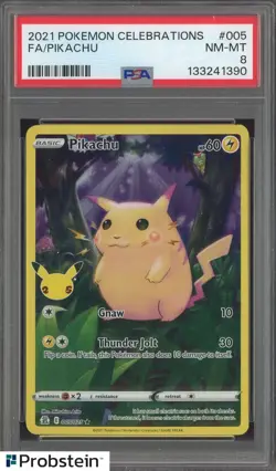 2021 Pokemon Celebrations #005 Pikachu PSA 8 NM-MT - Image 1