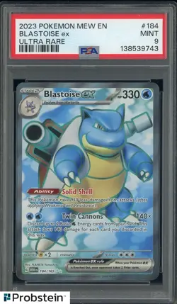 2023 Pokemon MEW EN #184 Ultra Rare Blastoise Ex PSA 9 MINT - Image 1