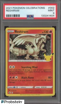 2021 Pokemon Celebrations #002 Reshiram PSA 9 MINT - Image 1