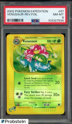 2002 Pokemon Expedition #67 Venusaur Reverse Holo Foil PSA 8 NM-MT - Image 1