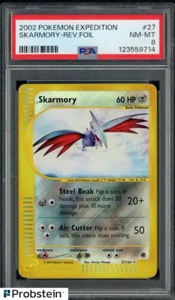 2002 Pokemon Expedition #27 Skarmory Reverse Holo Foil PSA 8 NM-MT - Image 1