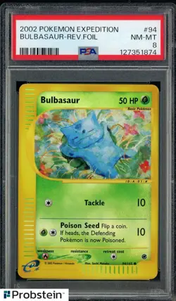 2002 Pokemon Expedition #94 Bulbasaur Reverse Holo Foil PSA 8 NM-MT - Image 1