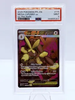 2025 POKEMON PFL EN-PHANTASMAL FLAMES ULTRA RARE #115 MEGA LOPUNNY EX PSA 9 - Image 1