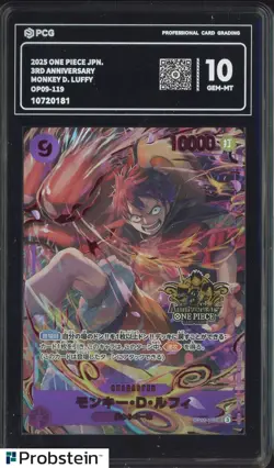 2025 One Piece Japanese 3rd Anniversary OP09-119 Monkey D. Luffy PCG 10 GM-MT - Image 1