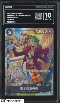 2024 One Piece Chinese OP04-089 Bartolomeo PCG 10 GEM MINT - Image 1