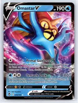 Omastar V SWSH12: Silver Tempest 035/195 Pokemon TCG Card Ultra Rare NM - Image 1