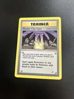 Pokemon Pewter City Gym 115/132 Gym Heroes Set Card WOTC Stadium Card NM - Image 1