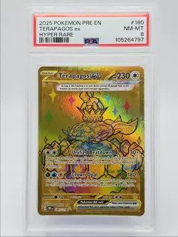 TERAPAGOS EX 2025 POKEMON PRISMATIC EVOLUTIONS HYPER RARE 180/131 PSA 8 Q0004 - Image 1