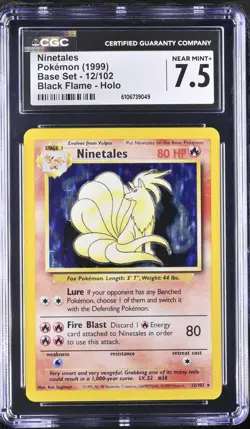 Pokemon TCG Ninetales Base Set Holo BLACK FLAMES ERROR Misprint Variant CGC 7.5 - Image 1