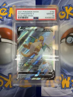 Pokemon Dragonite V Full Art Holo Ultra Rare 192/203 Evolving Skies PSA 10 - Image 1