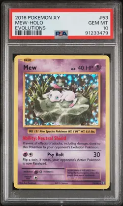 2016 Pokemon XY Evolutions Mew Reverse Holo #53/108 PSA 10 - Image 1