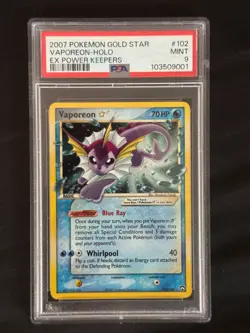 Pokemon Vaporeon Gold Star EX Power Keepers Holo Ultra Rare #102 PSA 9 Mint - Image 1