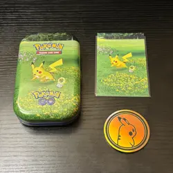 Pokemon GO Pikachu Promo Set Tin Coin Art Card Nintendo TCG - Image 1