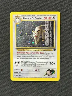 Giovanni’s Persian 8/132 Gym Challenge Holo Rare Pokemon Card - Image 1