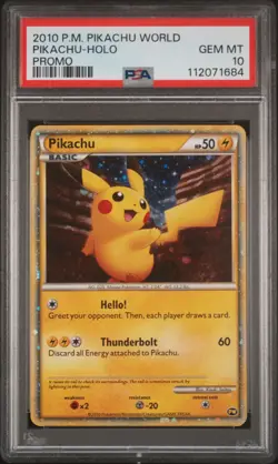 2010 POKEMON WORLD COLL DO NOT USE PIKACHU-HOLO PSA 10 - Image 1