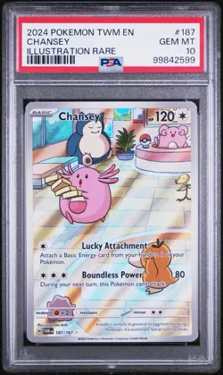PSA 10 GEM MINT Pokemon Chansey #187 Twilight Masquerade Illustration Rare Holo - Image 1
