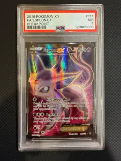 2016 POKEMON XY BREAKPOINT #117 FULL ART/ESPEON EX PSA 7 - Image 1
