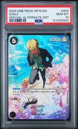 2025 ONE PIECE OP10-ROYAL BLOOD SPECIAL ALTERNATE ART 003 SANJI PSA 10 - Image 2