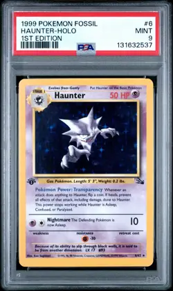 1999 POKEMON FOSSIL 1ST EDITION #6 HAUNTER-HOLO PSA 9 - Image 1