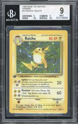 1999 Pokemon GERMAN 1st Edition Base Set Raichu Holo 14/102 BGS 9 MINT - Image 1