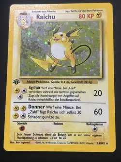 Pokemon TCG Raichu Base Set 14/102 Holo Rare 1st Edition GERMAN - Lightly Played - Image 1