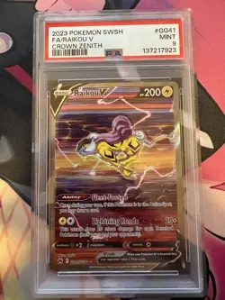 Pokemon Crown Zenith Raikou V Ultra Rare Card GG41/GG70 PSA Mint 9 - Image 1