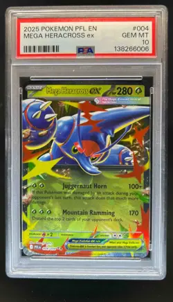 2025 Pokemon Phantasmal Flames Mega Heracross ex Double Rare #004/094 PSA 10 - Image 1