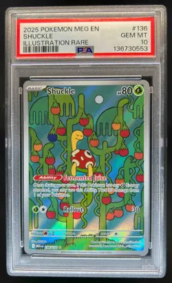 2025 Pokemon Mega Evolution Shuckle Illustration Rare #136/132 PSA 10 - Image 1