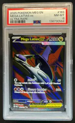 2025 Pokemon Mega Evolution Latias ex Ultra Rare #163/132 PSA 8 - Image 1